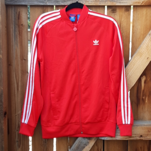 adidas red white jacket